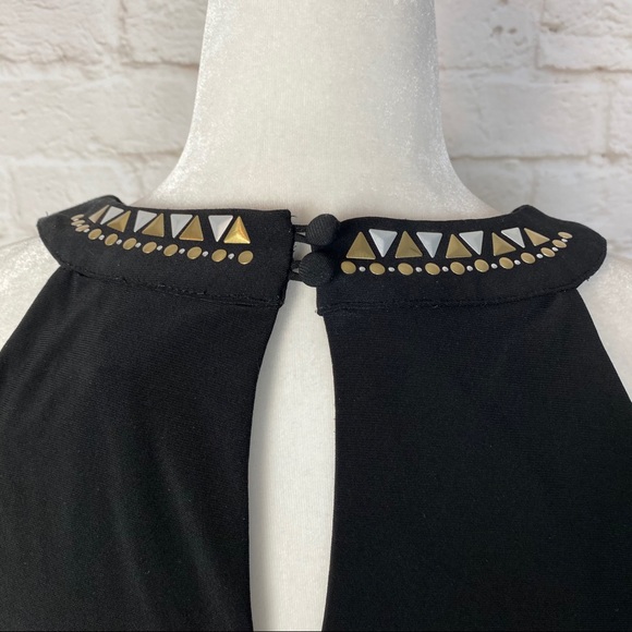 WHBM Embellished Blouson Dress Black/Gold - Picture 11 of 14